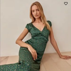 Reformation Kaye Silk Dress in Coriander